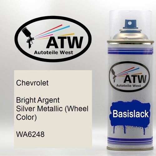 Chevrolet, Bright Argent Silver Metallic (Wheel Color), WA6248: 400ml Sprühdose, von ATW Autoteile West.